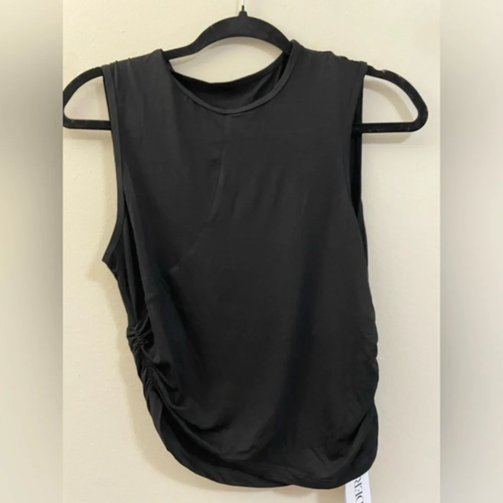 NWT Cider Asymmetrical Black Sleeveless Crop Top -‎ L - Picture 4 of 9